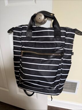 a new day Black and White Striped Convertible Backpack Tote